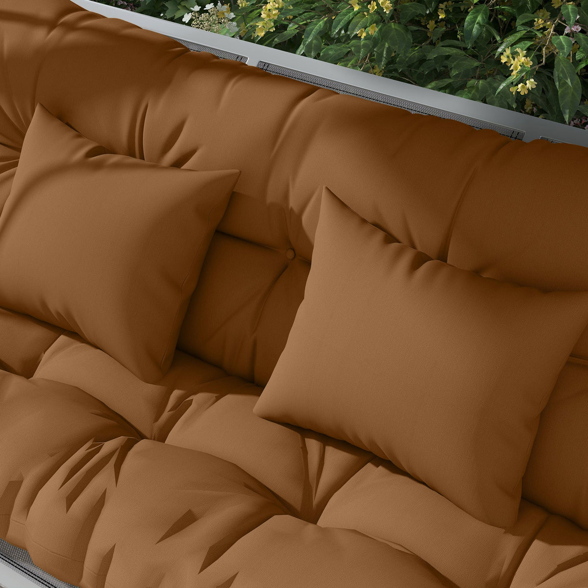 59" Tufted Bench Cushions, Seat Pad, Back Pillows, Outdoor Furniture, Tan