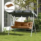 59" Tufted Bench Cushions, Seat Pad, Back Pillows, Outdoor Furniture, Tan