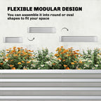 7 x 4 x 7ft Galvanized Raised Garden Bed with Arched Trellis, Silver