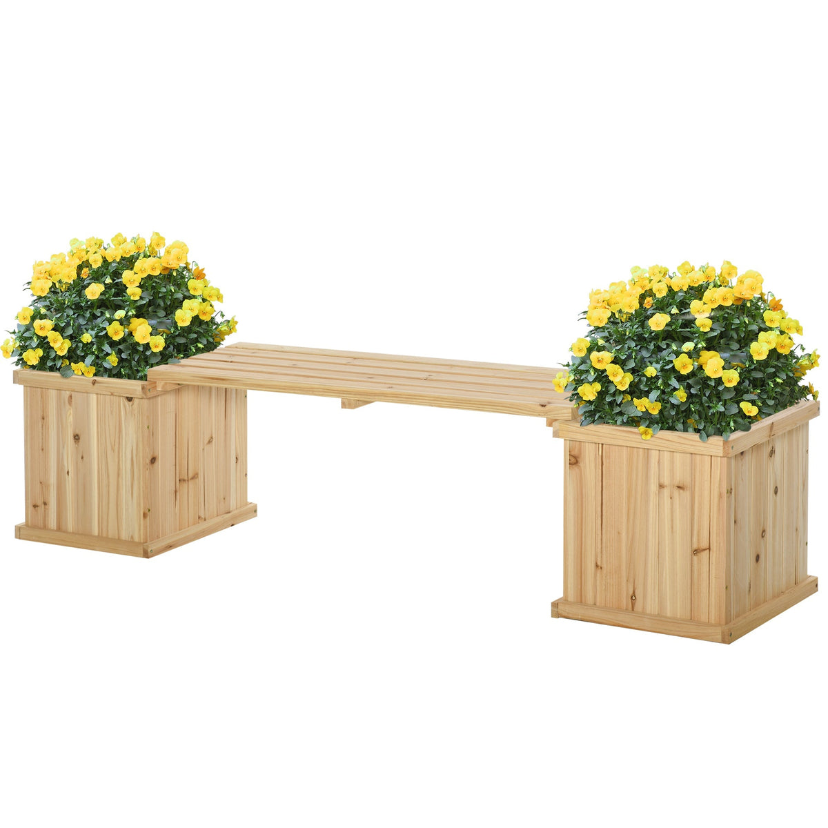 Wooden Planter & Bench Combination, 69.25" x 15" x 15.75", Natural
