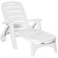 Outdoor Folding Chaise Lounge Chair with Wheels & 5 Level Adjustable Backrest, White