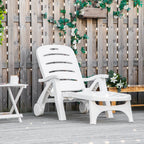 Outdoor Folding Chaise Lounge Chair with Wheels & 5 Level Adjustable Backrest, White
