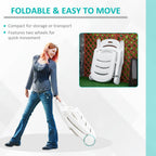 Outdoor Folding Chaise Lounge Chair with Wheels & 5 Level Adjustable Backrest, White