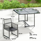 Outsunny 5 Pieces Garden Dining Set, Outdoor Patio Cube Set, 4 Seater Outdoor Table and Chairs with Foldable Backrest, Light Grey