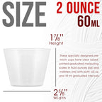 2 Oz (60 ml) Liquid Measuring Cups - Plastic Graduated Cup (100 Pack) with 25 Sticks - Reusable Mixing Cups for Paint, Craft, Kitchen, Lab, Medical Supplies, Epoxy Resin, Art