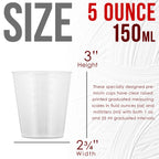 5 Oz (150 ml) Liquid Measuring Cups - Plastic Graduated Cup (50 Pack) with 25 Sticks - Reusable Mixing Cups for Paint, Craft, Kitchen, Lab, Medical Supplies, Epoxy Resin, Art