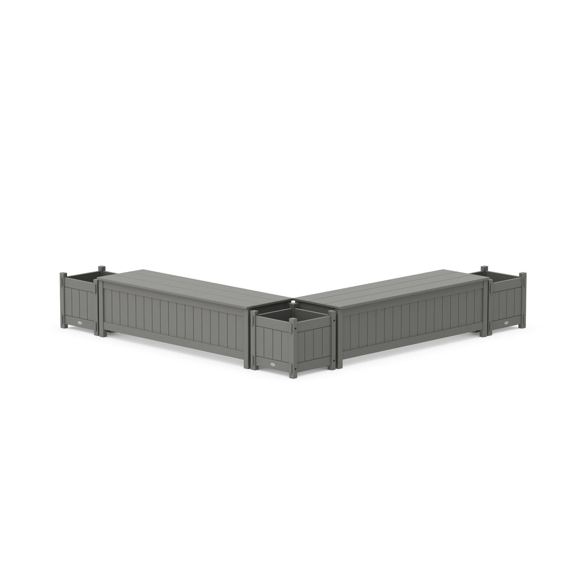 60" Vineyard Straight Double Planter Storage Bench Set