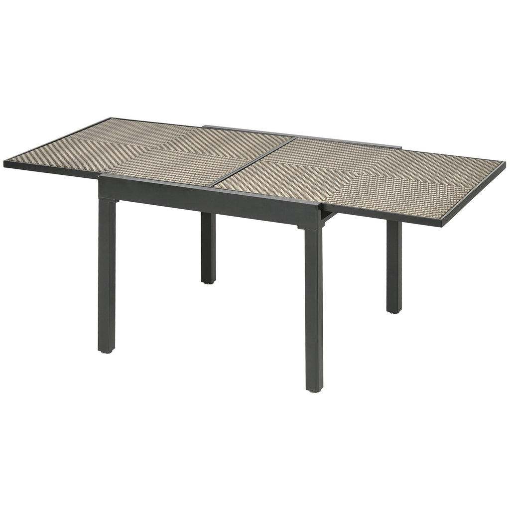 35.4"/70.9" x 35.4" Extendable Aluminum Frame Patio WickerTable for 4-8 People, Brown