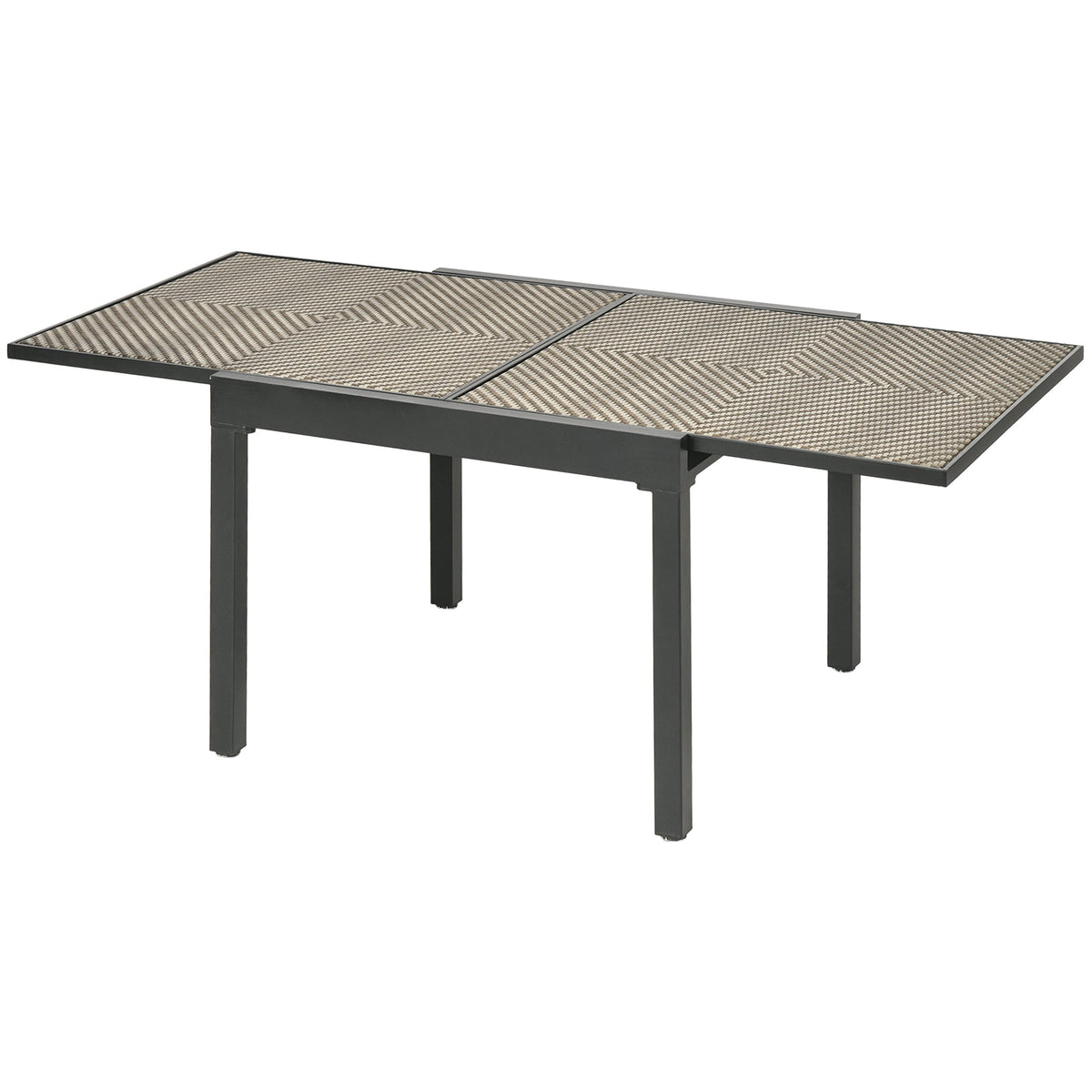 35.4"/70.9" x 35.4" Extendable Aluminum Frame Patio WickerTable for 4-8 People, Brown