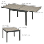 35.4"/70.9" x 35.4" Extendable Aluminum Frame Patio WickerTable for 4-8 People, Brown