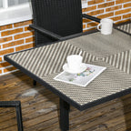 35.4"/70.9" x 35.4" Extendable Aluminum Frame Patio WickerTable for 4-8 People, Brown