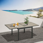 35.4"/70.9" x 35.4" Extendable Aluminum Frame Patio WickerTable for 4-8 People, Brown