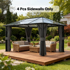 10' x 13' Gazebo Sidewall Set with 4 Panels and Hooks, Light Grey