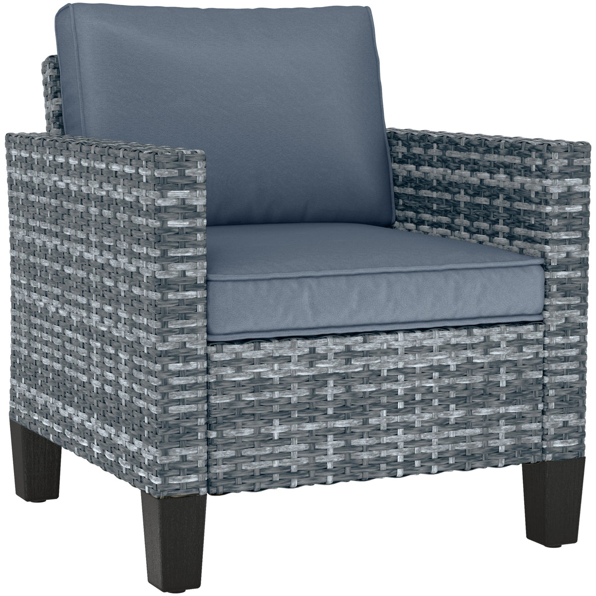 Single Seater Rattan Garden Armchair with Cushions for Patio, Porch, Light Grey