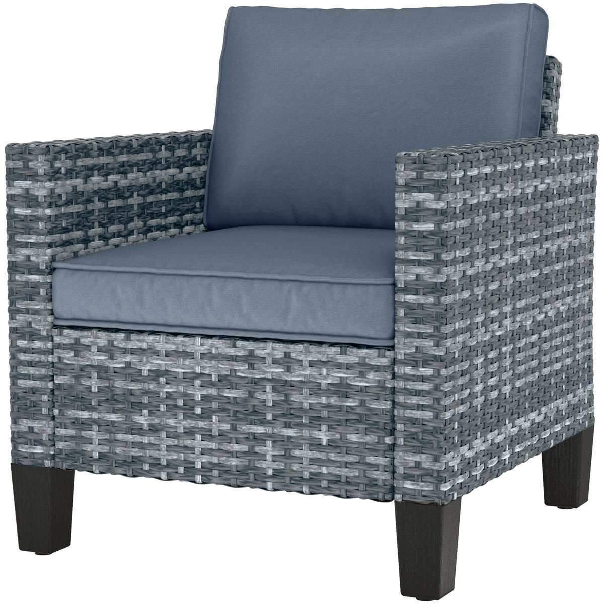 Single Seater Rattan Garden Armchair with Cushions for Patio, Porch, Light Grey