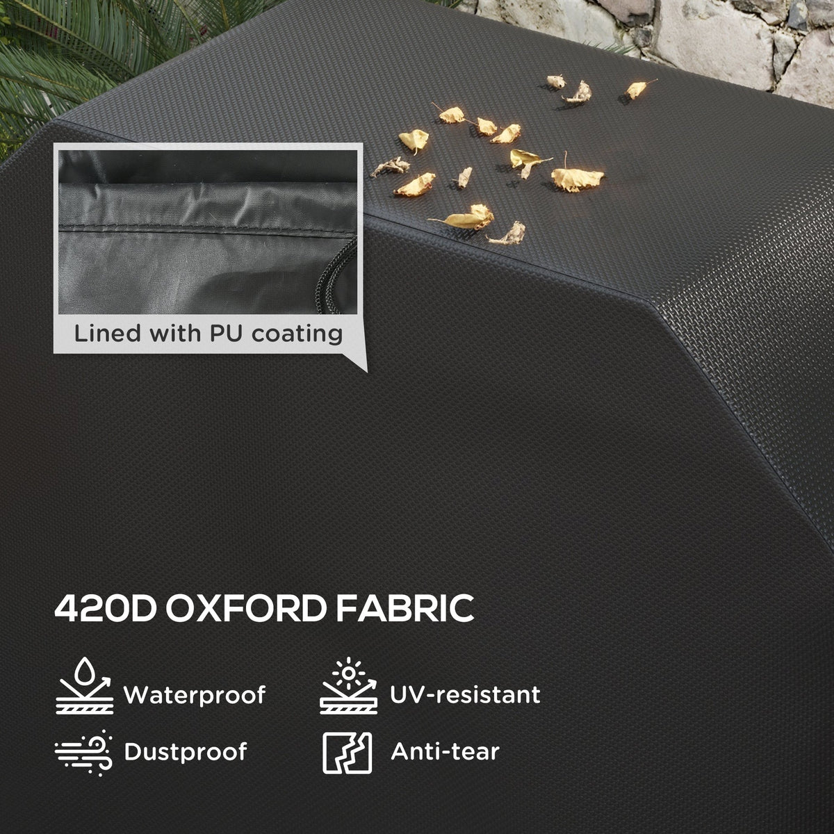 420D Oxford Fabric Barbecue Covers for Rectangular Gas Grill, 147 x 61 x 120cm, Black