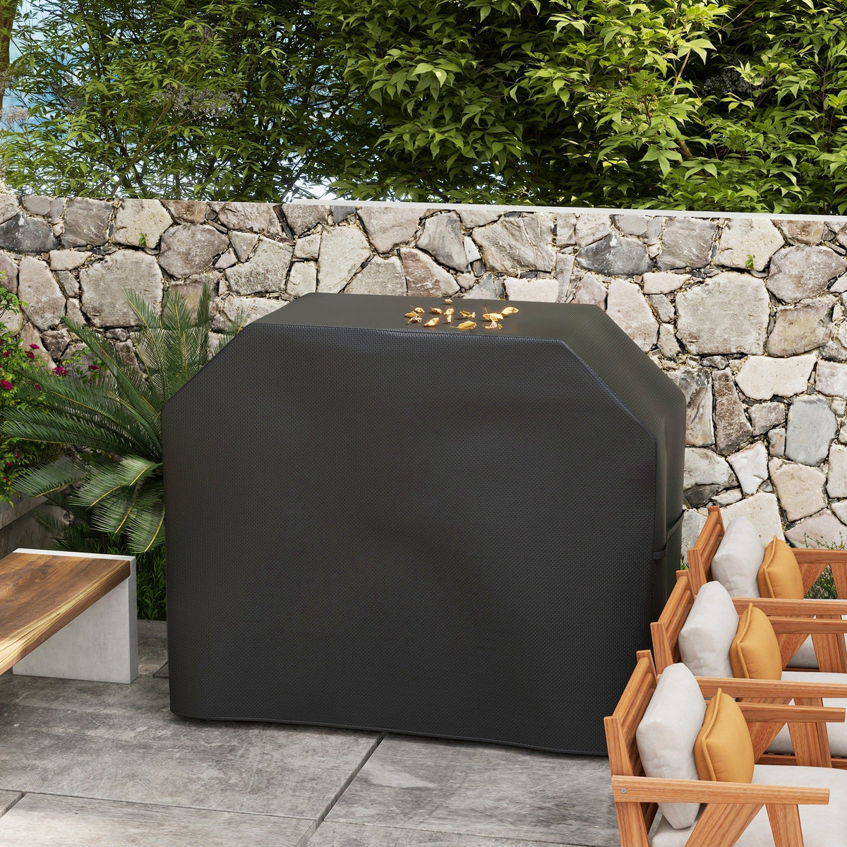420D Oxford Fabric Barbecue Covers for Rectangular Gas Grill, 147 x 61 x 120cm, Black