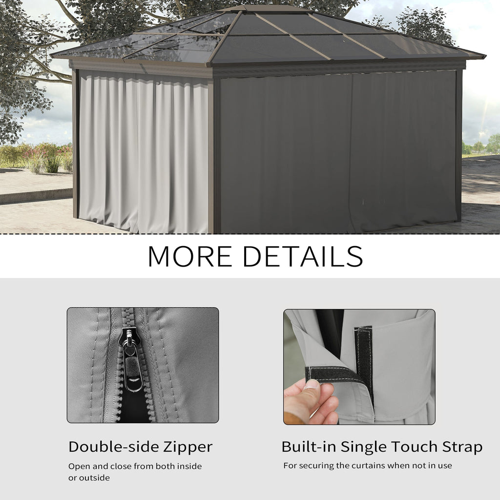 10' x 10' Universal Gazebo Sidewall Set (4 Panels) with Hooks, Light Grey
