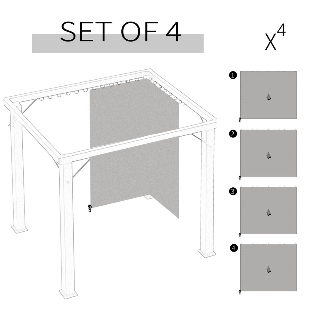 10' x 10' Universal Gazebo Sidewall Set (4 Panels) with Hooks, Light Grey