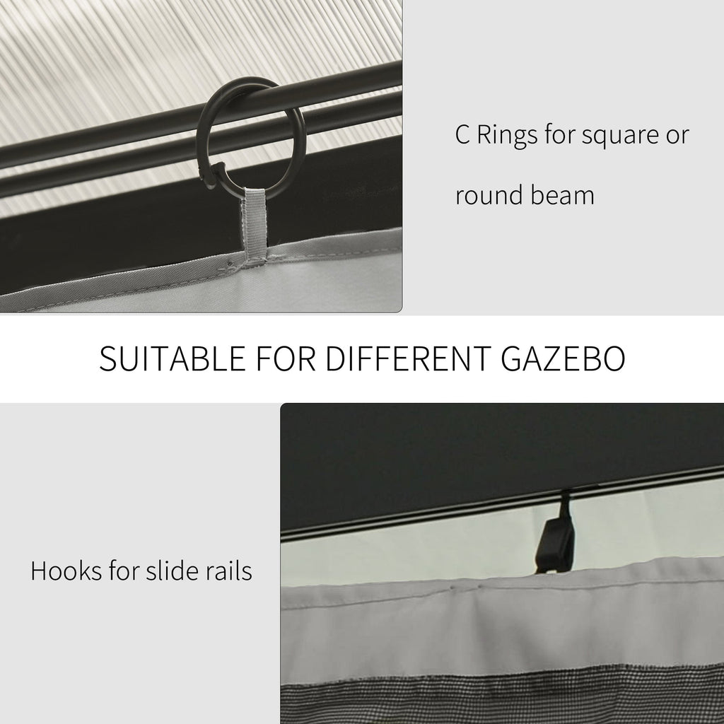10' x 10' Universal Gazebo Sidewall Set (4 Panels) with Hooks, Light Grey