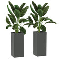 26" Plastic Planter Box 2-Pack with Water Level Indicator, Drainage Hole and Plug, Dark Grey