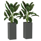 26" Plastic Planter Box 2-Pack with Water Level Indicator, Drainage Hole and Plug, Dark Grey
