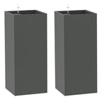 26" Plastic Planter Box 2-Pack with Water Level Indicator, Drainage Hole and Plug, Dark Grey