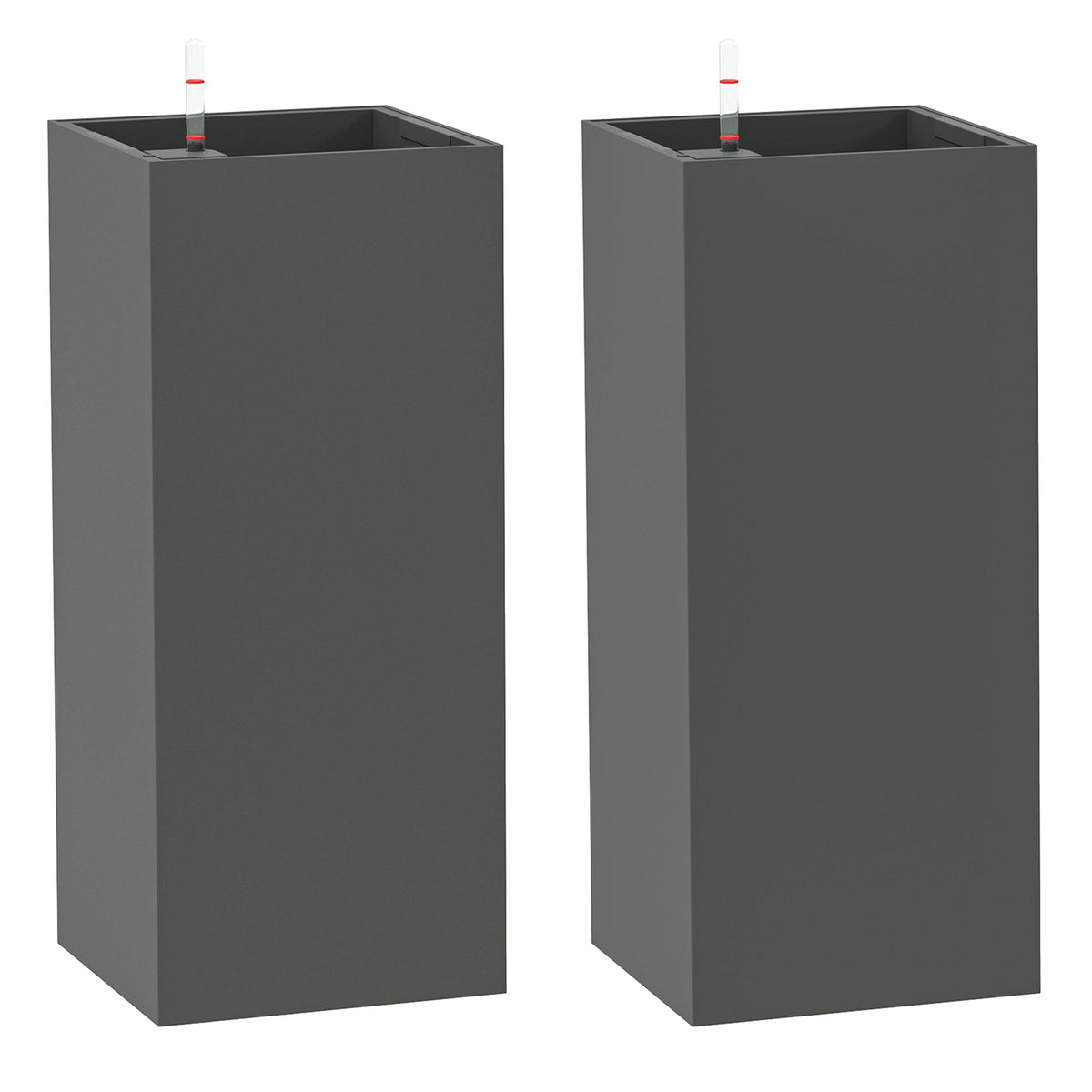 26" Plastic Planter Box 2-Pack with Water Level Indicator, Drainage Hole and Plug, Dark Grey