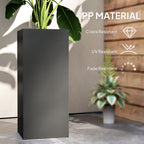 26" Plastic Planter Box 2-Pack with Water Level Indicator, Drainage Hole and Plug, Dark Grey