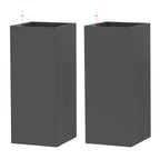 26" Plastic Planter Box 2-Pack with Water Level Indicator, Drainage Hole and Plug, Dark Grey