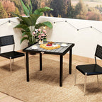 Garden Table for 4 Person, Square 86 x 86 x 71cm Patio Outdoor Dining Table with 5.4cm Parasol Hole, Easy Clean Slatted Top, Metal Frame, for Balcony, Deck, Light Grey