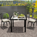 Garden Table for 4 Person, Square 86 x 86 x 71cm Patio Outdoor Dining Table with 5.4cm Parasol Hole, Easy Clean Slatted Top, Metal Frame, for Balcony, Deck, Light Grey