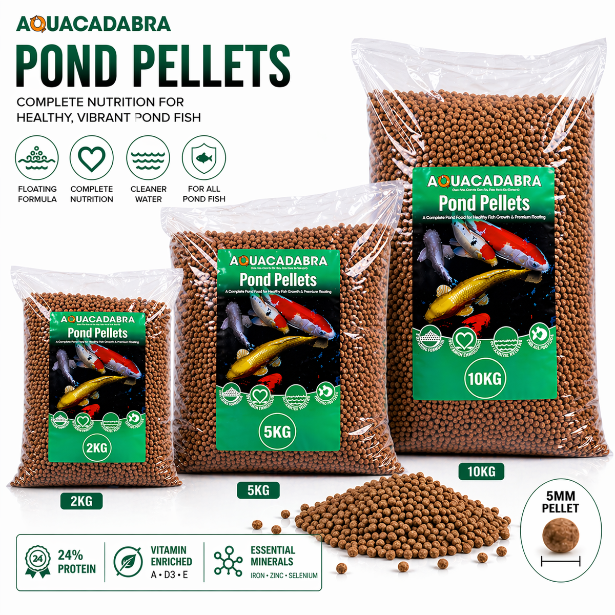 Aquacadabra Floating Premium Fish Food 5mm Pond Pellets