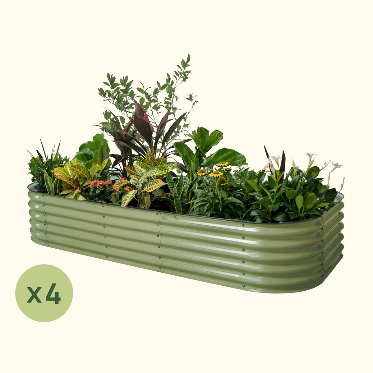 4-Pack 17" Tall 10 In 1 Jumbo Modular Metal Raised Garden Bed Kit | Vego Garden