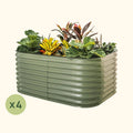 Vego Garden 26 Extra Tall 4-pack 6 In 1 Modular Metal Raised Garden Bed Kit-Olive Green