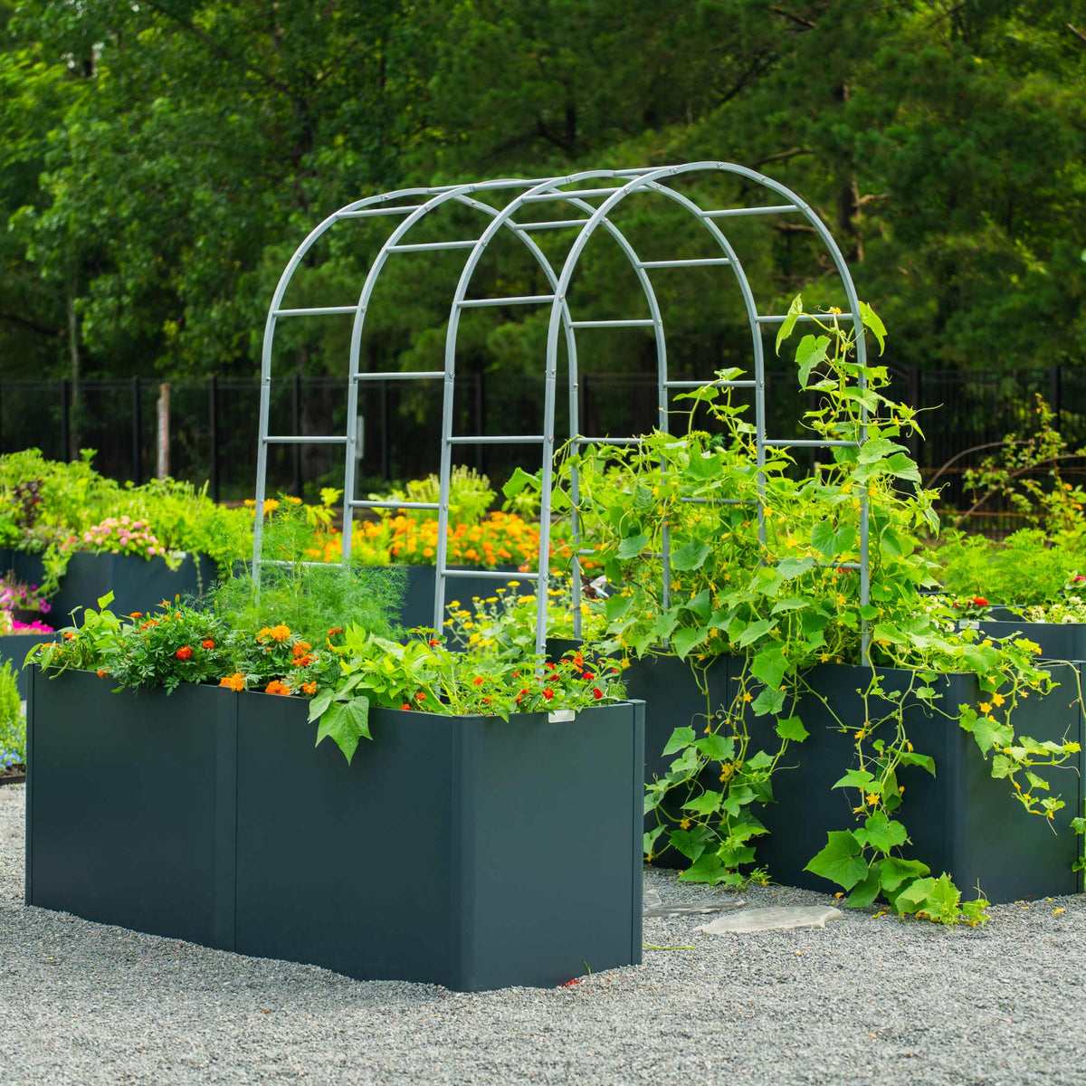 32" Extra Tall Modern Pro 27" x 83" Metal Raised Garden Bed - With Intermediate Floor