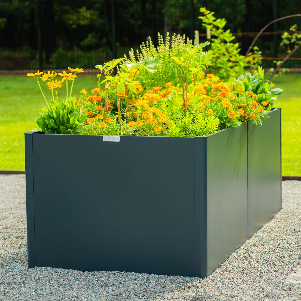 32" Extra Tall Modern Pro 42" x 83" Metal Raised Garden Bed - With Intermediate Floor
