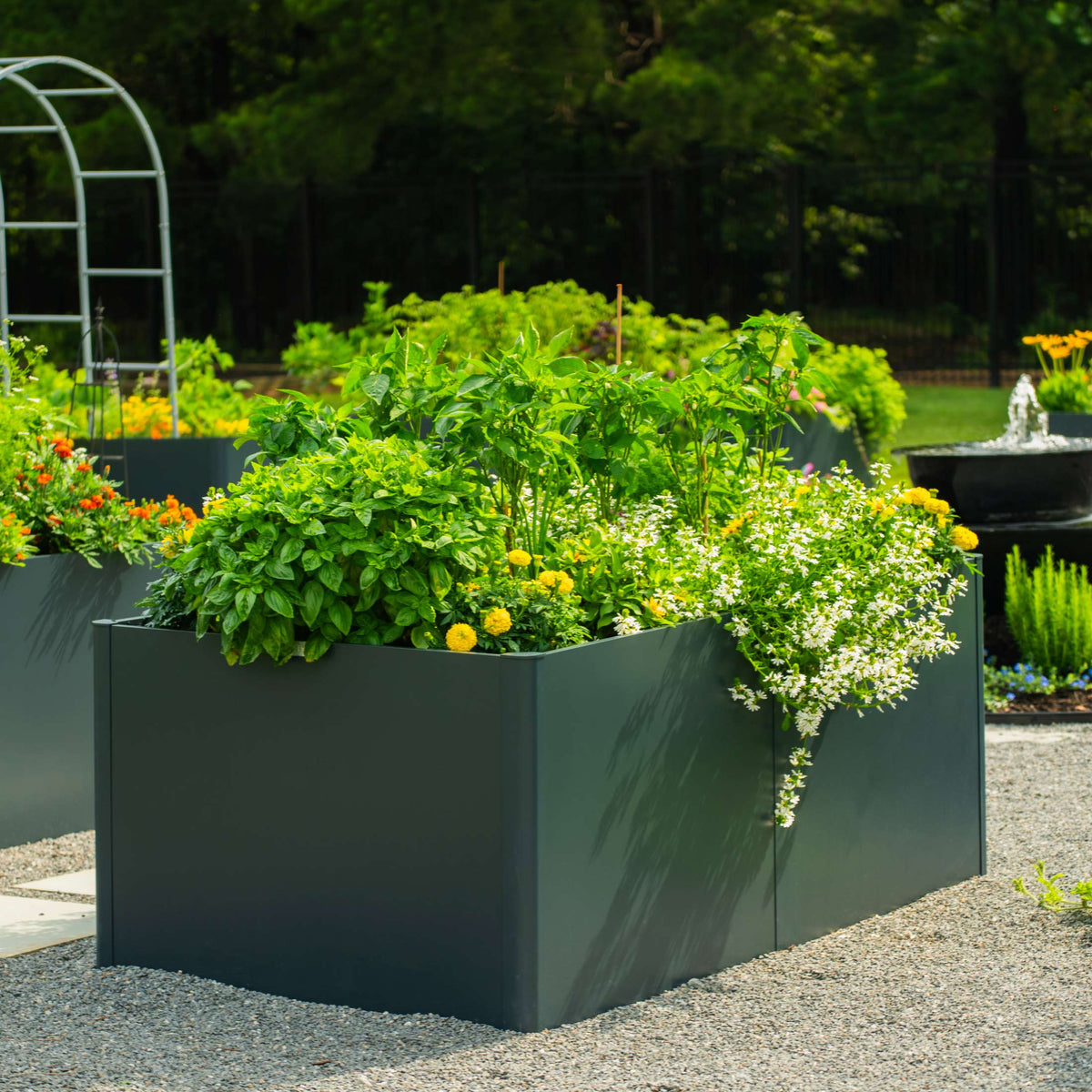 32" Extra Tall Modern Pro 42" x 83" Metal Raised Garden Bed - With Intermediate Floor
