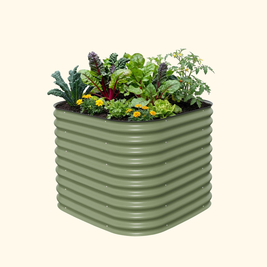 Vego Garden | 32" Extra Tall 4 In 1 Modular Metal Raised Garden Bed Kit | Olive Green