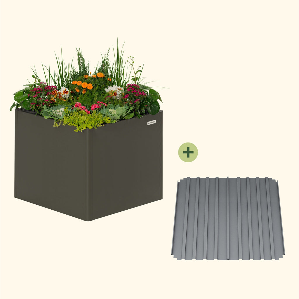 32" Extra Tall Modern Pro 42" x 42" Metal Raised Garden Bed - With Intermediate Floor