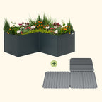 32" Extra Tall Modern Pro 83" x 83" L Shape Metal Raised Garden Bed - Midnight Blue - With Intermediate Floor
