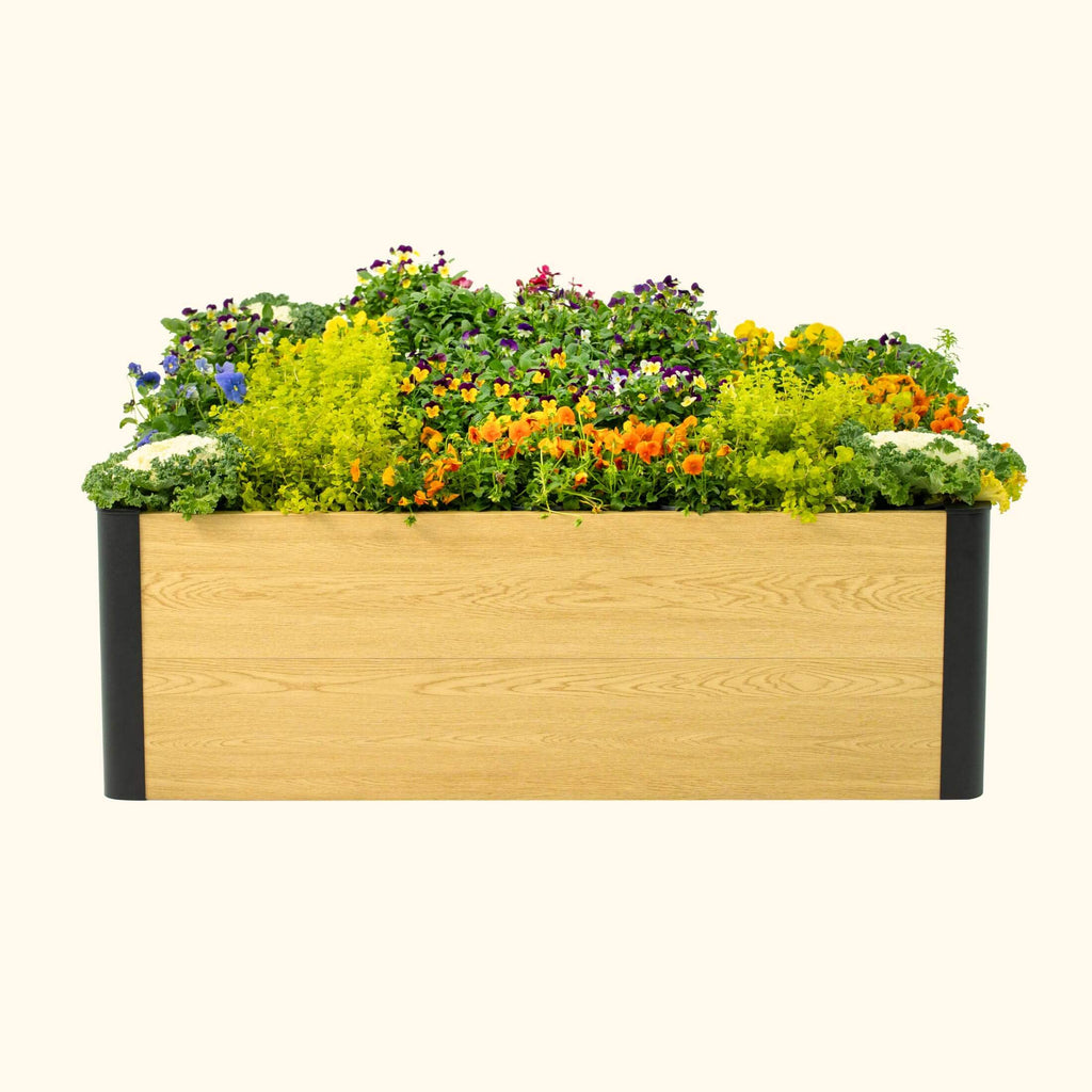 16" Tall Woodgrain 4' x 4' Metal Raised Garden Bed