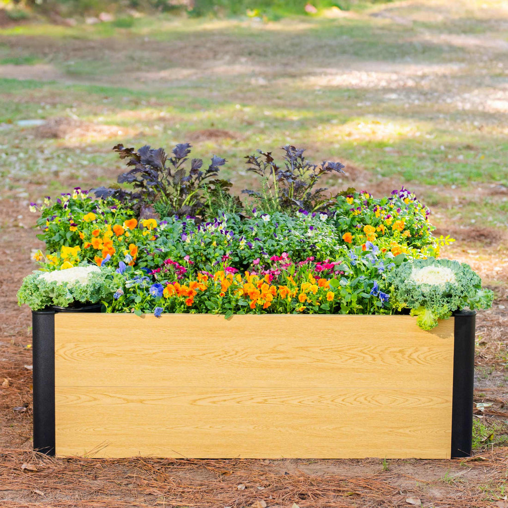 16" Tall Woodgrain 4' x 4' Metal Raised Garden Bed