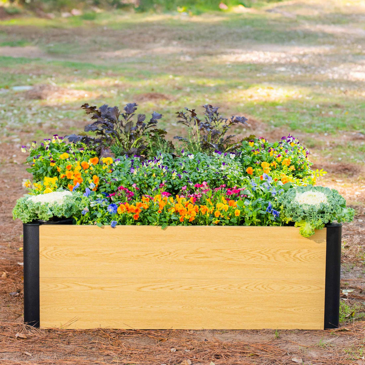 16" Tall Woodgrain 4' x 4' Metal Raised Garden Bed