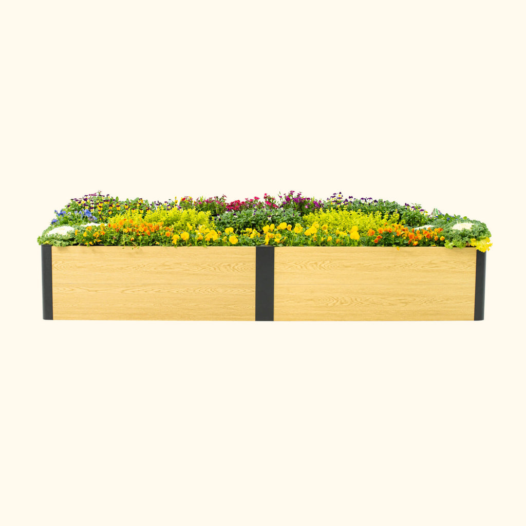 16" Tall Woodgrain 4' x 8' Metal Raised Garden Bed