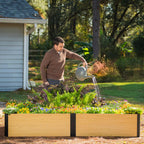16" Tall Woodgrain 4' x 8' Metal Raised Garden Bed