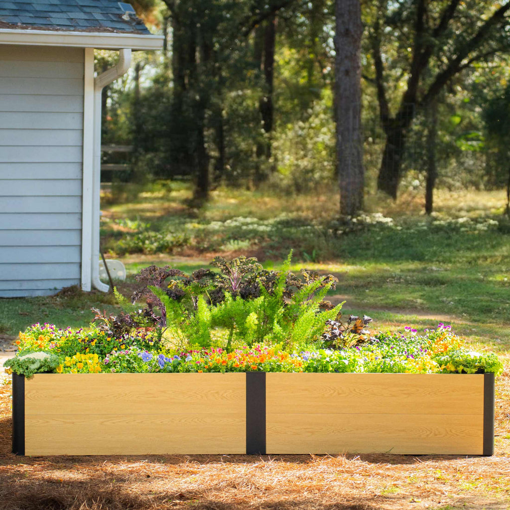 16" Tall Woodgrain 4' x 8' Metal Raised Garden Bed