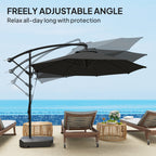 10' Round Cantilever Umbrella with Fillable Base & Cover, UPF50+, Grey