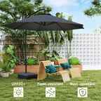 10' Round Cantilever Umbrella with Fillable Base & Cover, UPF50+, Grey
