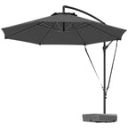 10' Round Cantilever Umbrella with Fillable Base & Cover, UPF50+, Grey